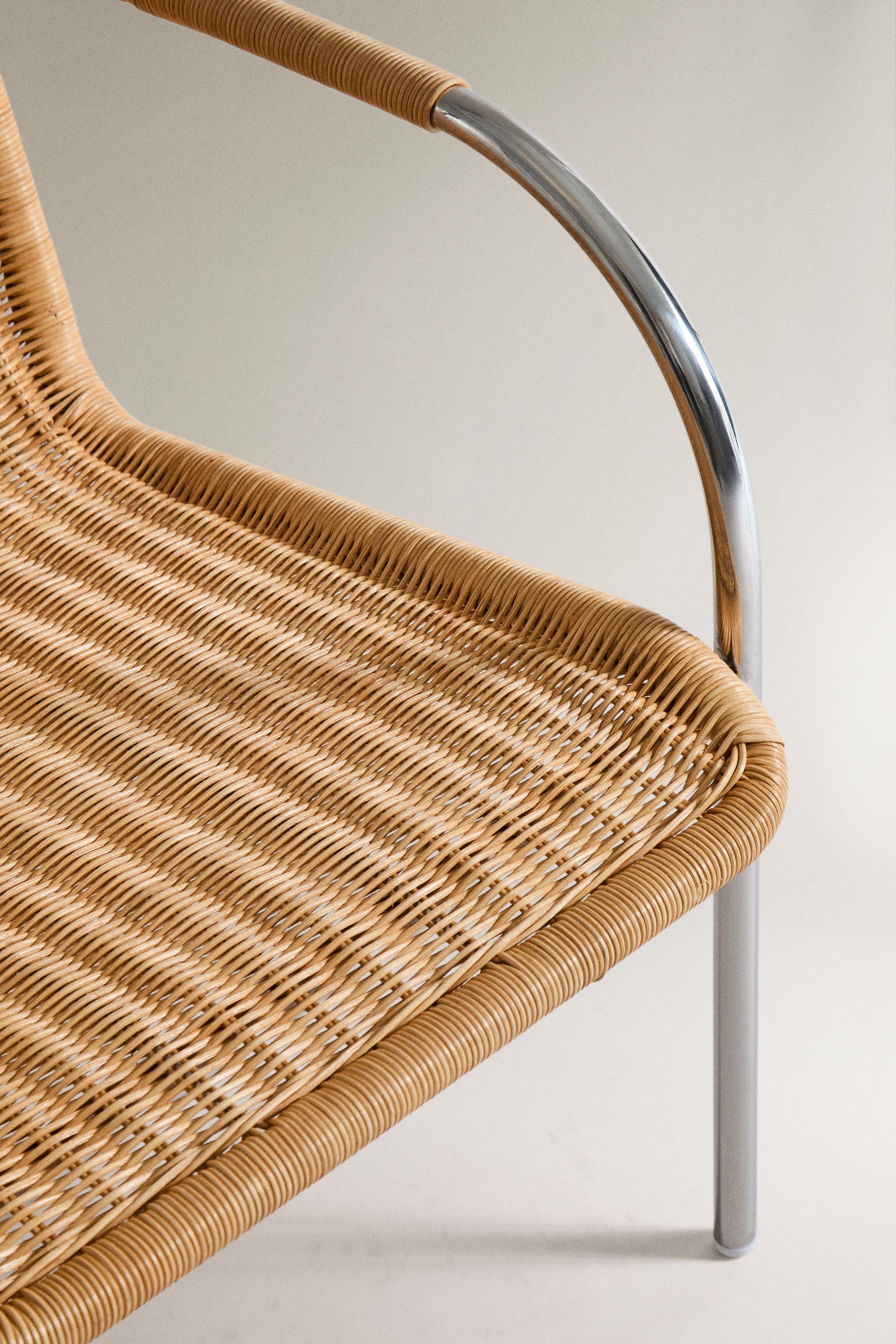 RATTAN AND STEEL ACCENT CHAIR